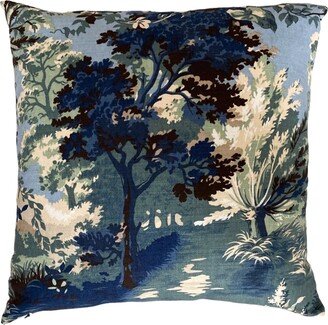 Lincoln Toile Pillow Cover, Navy Teal Print Thibaut One Or Two Sided Options