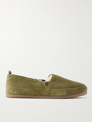 Mulo Shearling-Lined Suede Slippers-AA