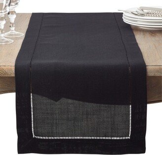 16x72 Hemstitch Design Table Runner Black - Saro Lifestyle