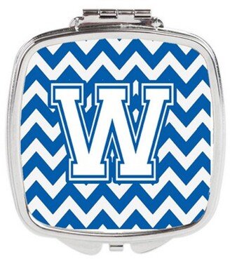 CJ1045-WSCM Letter W Chevron Blue & White Compact Mirror, 3 x 0.3 x 2.75 in.