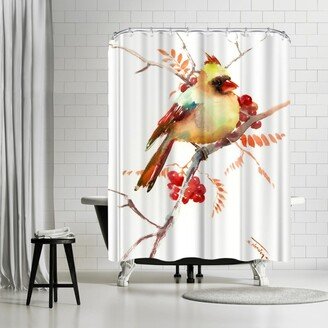 71 x 74 Shower Curtain, Cardinal Bird And Berries by Suren Nersisyan