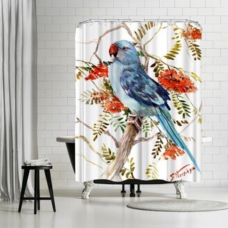 71 x 74 Shower Curtain, Blue Parakeet by Suren Nersisyan