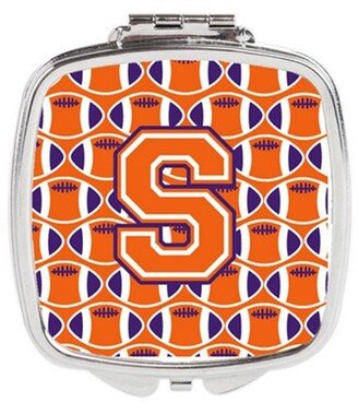 CJ1072-SSCM Letter S Football Orange, White & Regalia Compact Mirror