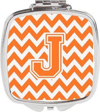 CJ1046-JSCM Letter J Chevron Orange & White Compact Mirror