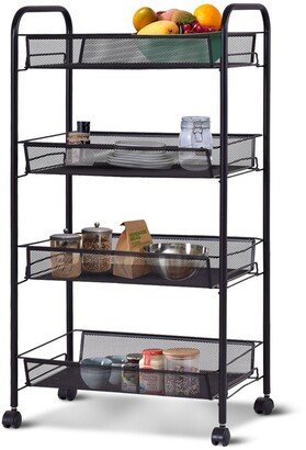 4 Tier Utility Storage Rack Trolley Cart Home Kitchen