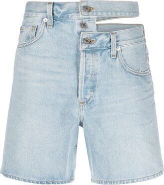 Asymmetric Denim Shorts