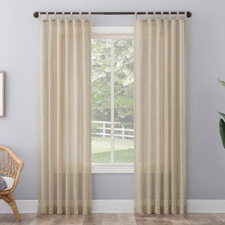 No. 918 Ceri Linen Texture Jute Tabs Semi-Sheer Tab Top Curtain Panel, Single Panel