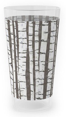 Outdoor Pint Glasses: Birch Trees - White On Brown Outdoor Pint Glass, Gray