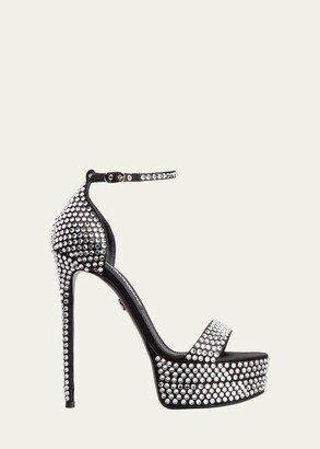 105mm Strass Ankle-Strap Platform Sandals