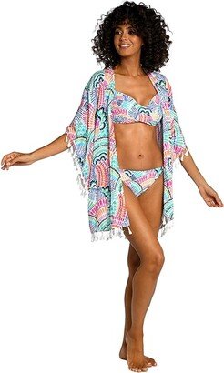 Waves of Color Kimono (Multi) Women's Swimwear