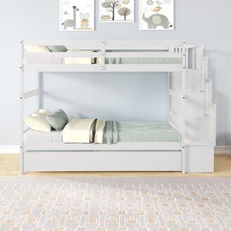 Bunk Beds Twin over Twin Stairway Storage