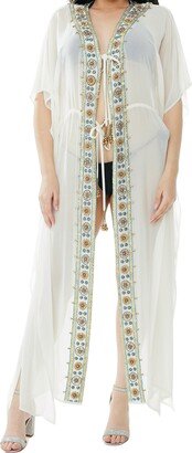 RANEES Embellished Mesh Woven Kaftan Coverup