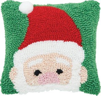 Peek-A-Boo Santa Hooked Throw Pillow