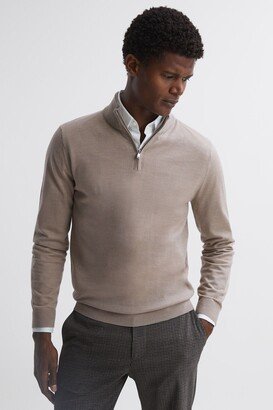 Merino Wool Half-Zip Funnel Neck Jumper