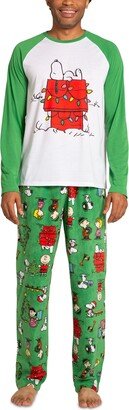 Men's Peanuts Raglan-Sleeve Top and Pajama Pants Set