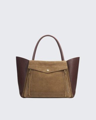 Runner Tote- Suede-& Leather Large Tote Bag