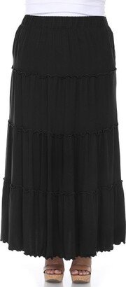 Plus Size Tiered Maxi Skirt Black 2X