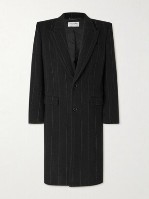 Pinstriped Wool-Blend Coat