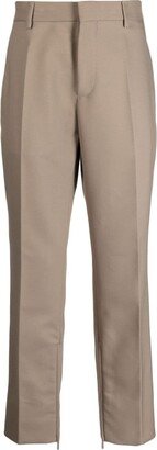 Zip-Detail Cotton Tailored Trousers