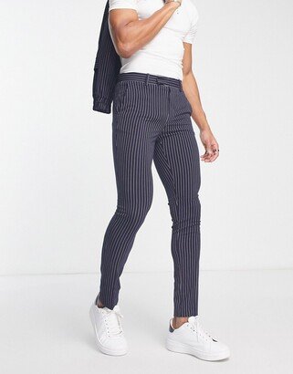 smart slim pants in navy pinstripe - part of a set