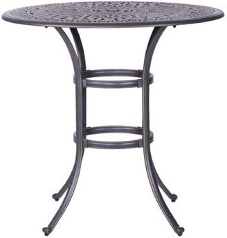 42 Inch Arbor Round Outdoor Metal Bar Table , Gunmetal Gray