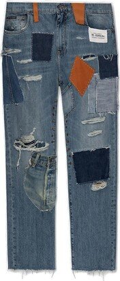 Straight-Leg Patchwork Jeans-AB