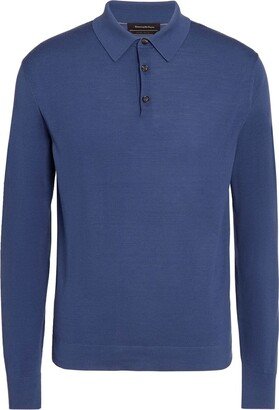 Long-Sleeve Wool Polo Shirt-AB