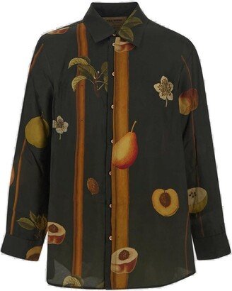 Fruit-Printed Buttoned Shirt