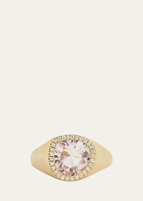 18k Gold Diamond and Morganite Ring