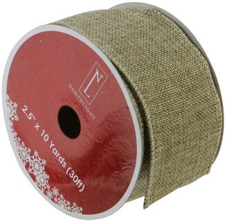 Northlight Pack of 12 Faded Green and Brown Burlap Wired Christmas Craft Ribbon Spools - 2.5 x 120 Yards Total