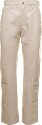 'Vinni' Cream Vegan Leather Pants Woman