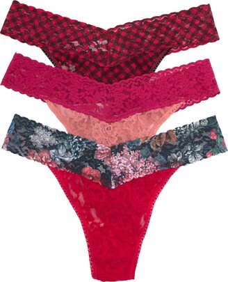 Original Rise Lace Thongs - Pack of 3