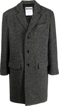 Slogan-Print Wool Peacoat