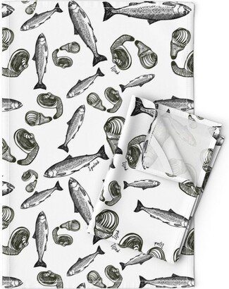 Fishing Tea Towels | Set Of 2 - Iqaluk Usuk By Pangniq Canada Sea Life Nunavut Iqaluit Linen Cotton Spoonflower