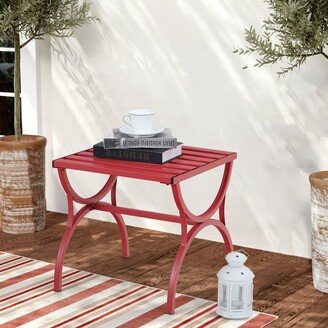 Ealdun Trade LLC Metal Patio Side Table, Red