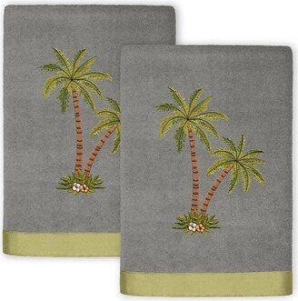 Palmera 2Pc Embellished Turkish Cotton Hand Towel Set-AA