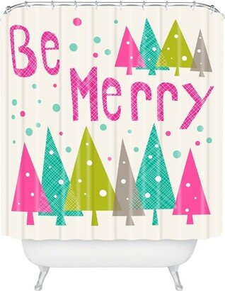 Be Merry Shower Curtain Pink