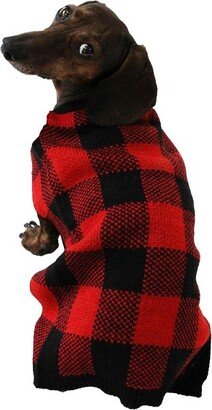 Midlee Red/Black Buffalo Check Dog Sweater Christmas Holiday Outfit (3XL)