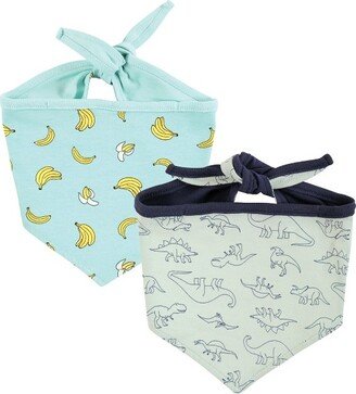 Dog Reversible Pet Dog and Cat Bandana Bibs 2pk, Banana Dino, One Size