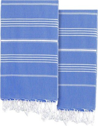 2pc Turkish Cotton Lucky Pestemal Beach Towel Royal Blue