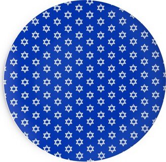 Salad Plates: Star Of David - White On Blue Salad Plate, Blue