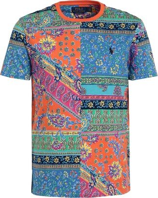 Custom Slim Fit Patchwork-print T-shirt T-shirt Orange