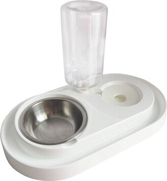 Dog & Cat Food and Water Dispenser Set, Double Dog & Cat Bowls with Steel Bowl, Pet Refillable Water Bowl - 1000 ml