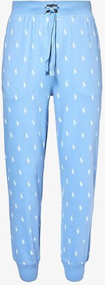 ens Sky Blue Logo-print Tapered-leg Cotton-jersey Pyjama Bottoms