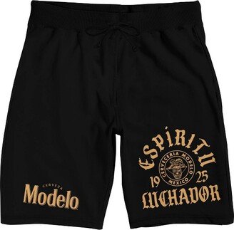 Modelo Especial Modelo Espiritu Luchador & Classic Logo Men’s Black Sleep Pajama Shorts-XL