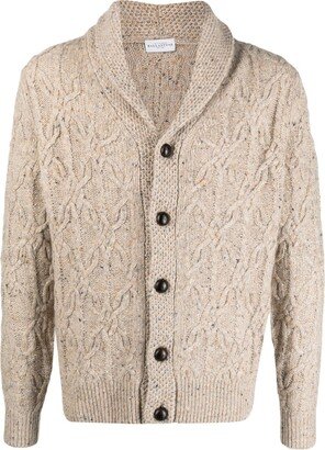 Speckled-Knit Long-Sleeved Cardigan