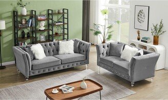 Sofa Set,Velvet Upholstered Sectional Sofa with Tufted Button