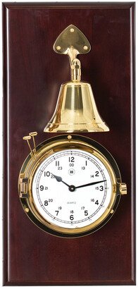 Lacquered Brass Porthole Quartz Striking Bell Clock