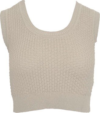 Róu So Brea Sleeveless Knitted Crop Top - Stone