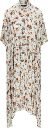 All-Over Floral Motif Flared Dress